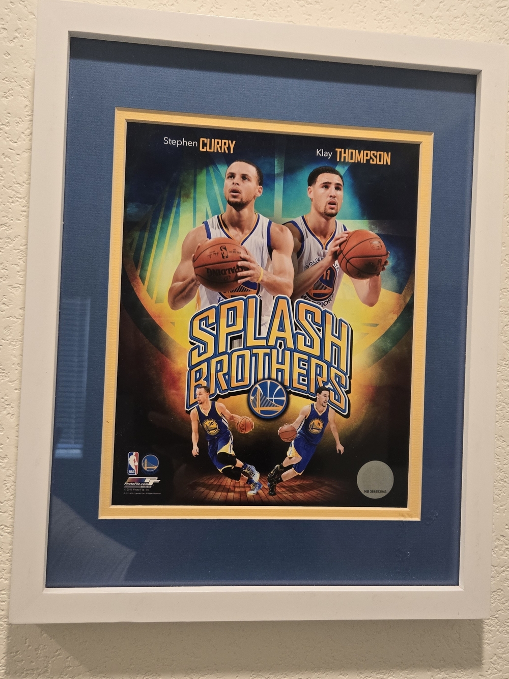 Splash Brothers Framed Poster - Stephen Curry & Klay Thompson (Blue/Yellow)